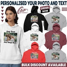 Personalised Custom Your Image Text Hoodie Picture photo logo Casual Gifts Top