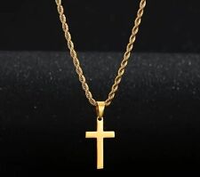 18K Gold Rope Chain With Cross