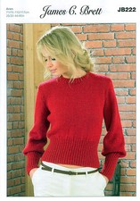 Ladies Sweater JB222 Knitting Pattern James C Brett Aztec Aran