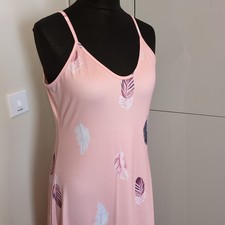 Size 12/14  Long Pink Feather Slip Dress Slinky Material.