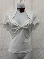 BNWOT White Twist Front Top – Size Small UK 8 – Puff Sleeve – Soft Glam Style