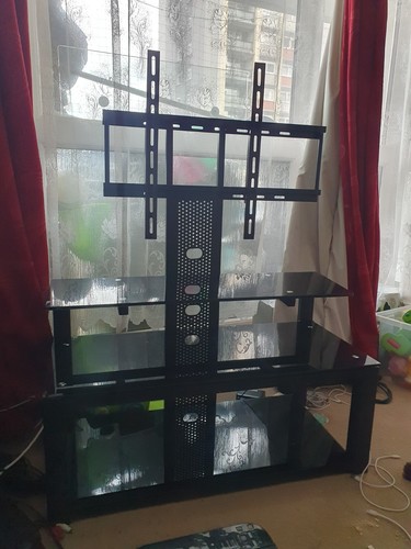 Black glass stand used - black, tv