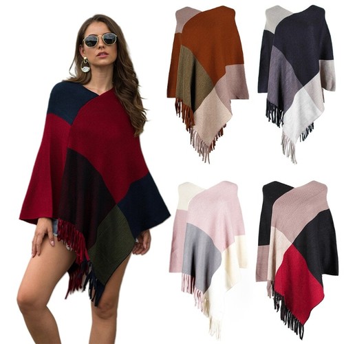 Women color block poncho - women, cape