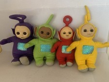 Vintage Teletubbies 1996 Plush Open Close Eyes Lala Dipsy Tinky Po Soft Toys x 4