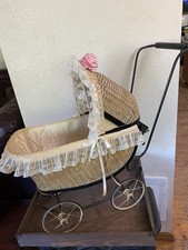 WICKER DOLL PRAM CARRIAGE
