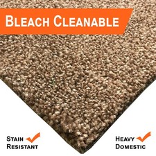 Bleach Cleanable Soft Saxony BROWN Carpet Hessian Back FAST FREE DELIVERY