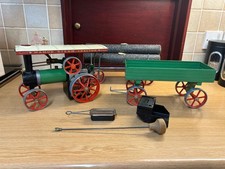 MAMOD TE1A STEAM TRACTOR ENGINE & OPEN WAGON & LUMBER WAGON WITH LOGS 