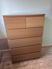 IKEA Malm 6 Drawer Bedroom Cabinet - Light Oak Venear