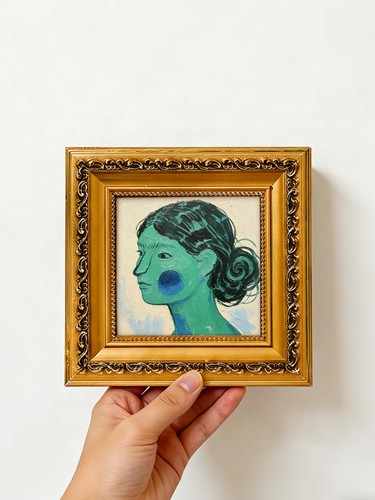 Green lady profile abstract - lady,