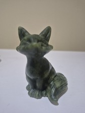 Natural Green Jade Fox Carving
