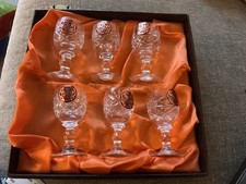  Webb Hand Cut Lead Crystal  sherry/liqueur  x 4 glasses in box 