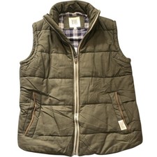 George Men's South Dean Street Gilet Khaki Cotton Blend Medium Check Lining
