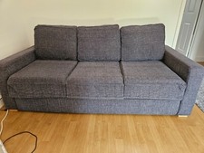 Dark blue fabric texture sofa bed 3 seater with folding bed.  Can be disassemble
