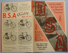 BSA Bicycle Range 1938 Original 4 page Cycling Sales Brochure Pub. No. C.2298