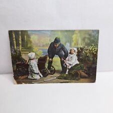 Antique Postcard Little Motorists Kids Pedal Car Police Officer Breakdown, Tuck