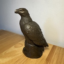Small Detailed Bronze Colored Eagle Statue Figurine Felt Base Heavy VGC