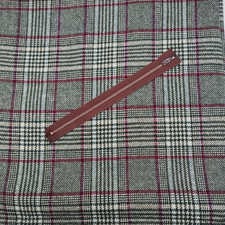 Vintage Tartan Fabric Check Remnant Green Red Cream 70cm x 140cm Free Zip!