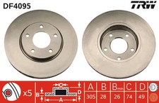 TRW DF4095 Brake Disc for DAIMLER,JAGUAR