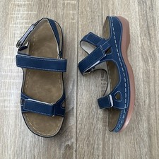 Women's Casual Wedge Sandals Shoes Size UK 4 EU 37 Footbed Strappy Comfort Flat.