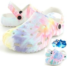 KIDS GIRLS SLIP ON GARDEN POOL SLIDERS CLOG OMBRE MARBLE BEACH SUMMER SANDALS SZ