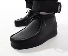 Clarks Wallabees Leather EVO Mens Black Boots Size UK 9 *REFSSS423