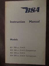  BSA Instruction Manual Models  B31/B32 350 cc B33/B34 500 cc 1961 Genuine