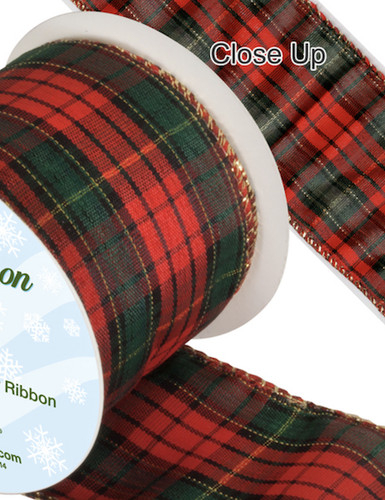 Tartan wired satin ribbon - tartan,