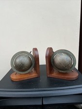 Vintage Spinning Globe Bookends Mahogany