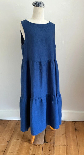 Toast blue linen dress - blue,