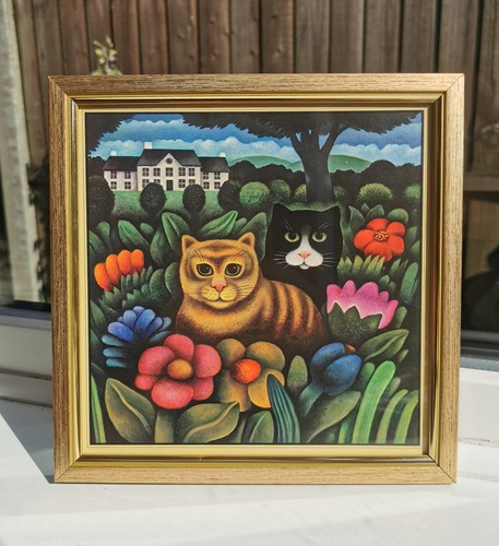 Vintage cats with flowers - cats,