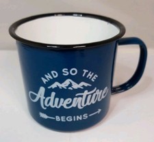Enamel Camping Mug Blue And So The Adventure Begins