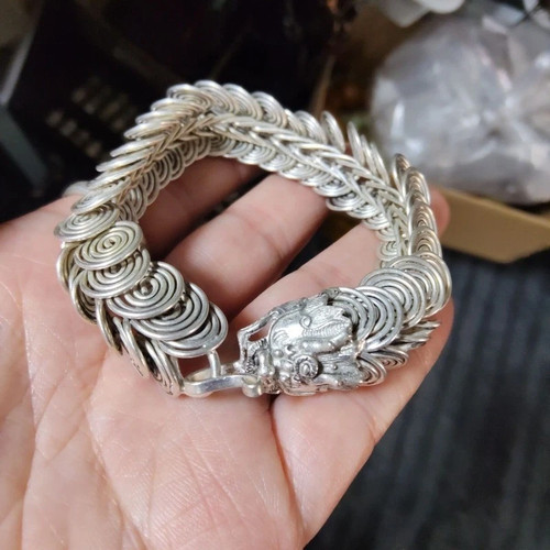 Tibetan silver bracelet - silver,