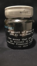 Black & Grey Large Hallmark Savings money box Jar Writing Xmas gift Pot Stopper