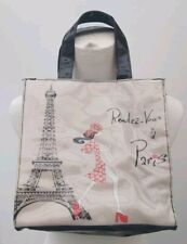 Ladies Rendez Vous A Paris Black Patent Beige Hand Bag Square 10x10" Fashion 