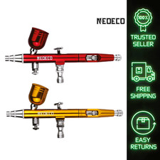 Airbrush Dual Action Gravity Feed 0.3mm Nozzle Adjustable Red/Gold