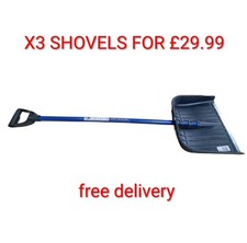 3x Plastic Garden Shovel Metal Edge Ideal for Leaves, Grass, Soil, Snow etc