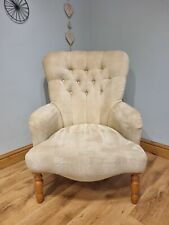 Armchair Nursing Bedroom Occasional Chair Chesterfield Buttons White Cream Beige
