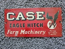 LARGE VINTAGE CASE TRACTORS EAGLE PORCELAIN FARM MACHINE SIGN 12" X 6"....