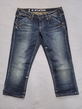 Womens G Star Raw Jeans Size 10 Cropped Low Rise Distressed 3/4 Length W32