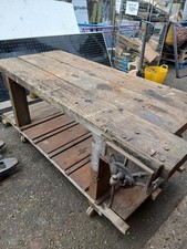 Heavy Duty Large Wooden Work Bench Including Vice