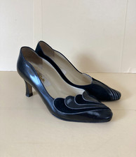 Renata Vintage Stiletto Heel Shoes Black Suede Leather UK3 EU36 Evening Occasion