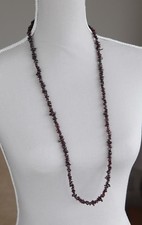 RED GARNET LONG LINE NECKLACE 36" LENGTH ~ STERLING SILVER JANUARY BIRTHSTONE