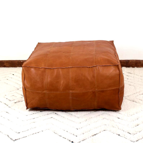 Leather pouf pouffe handmade - pouf,