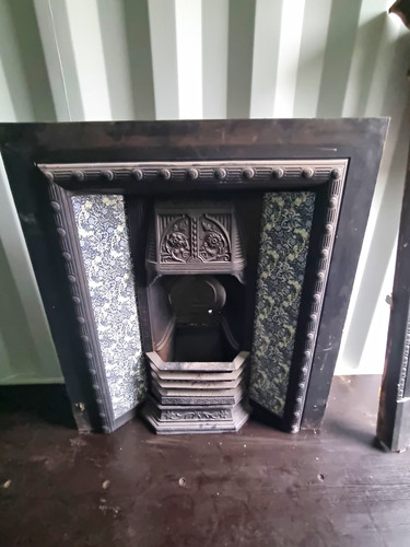 Black metal fireplace surround - black,