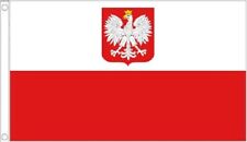 POLAND EAGLE FLAG 5' x 3' Polish State with Eagle Crest Flags Europe European