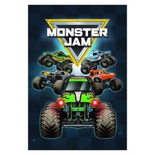 Monster Jam Fleece Blanket Trucks Cars Soft Velour Large Sofa Bed Throw Kids