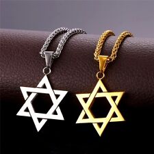 Large Silver Or Gold Star Of David Magen Necklace Jewish Pendant 22 Inch Chain