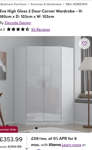 White corner wardrobe - white,