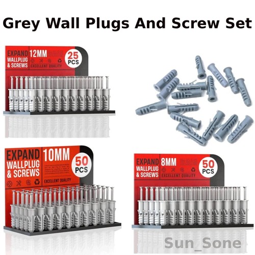Grey wall plugs and screw - grey,