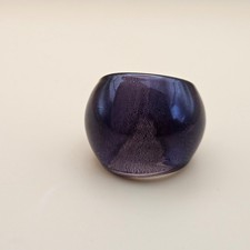 Unique Purple Murano Glass Ring Chunky Dome Vintage Style Gift  Size M